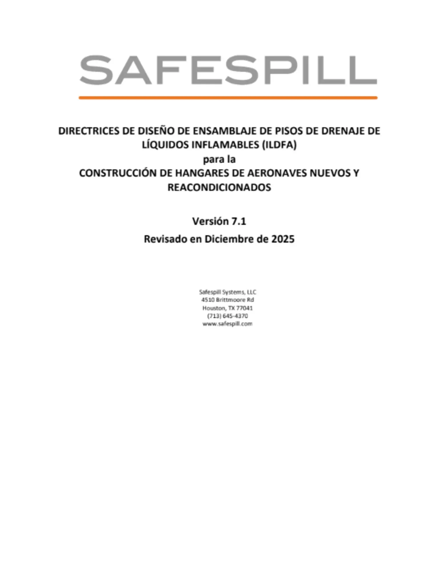 Safespill guide cover for assembling spill containment floors, version 7.1, revised December 2025.