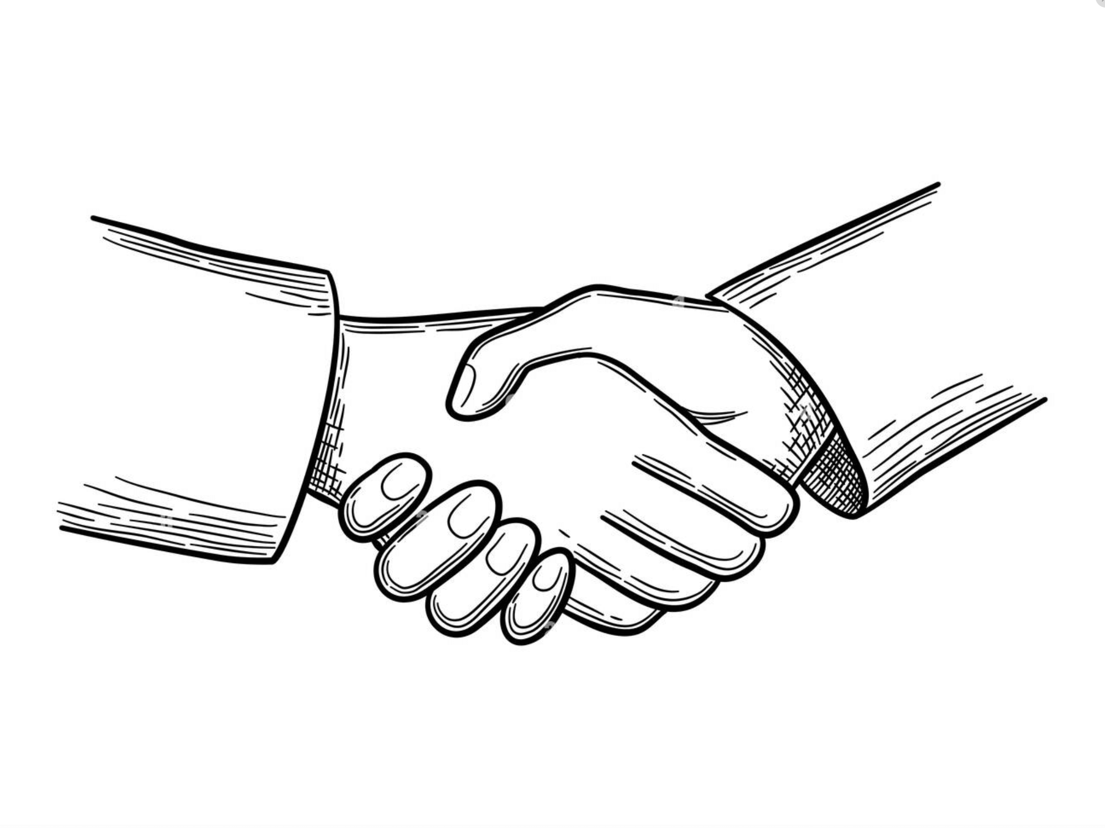 Two hands in a firm handshake, illustrating partnership and agreement.