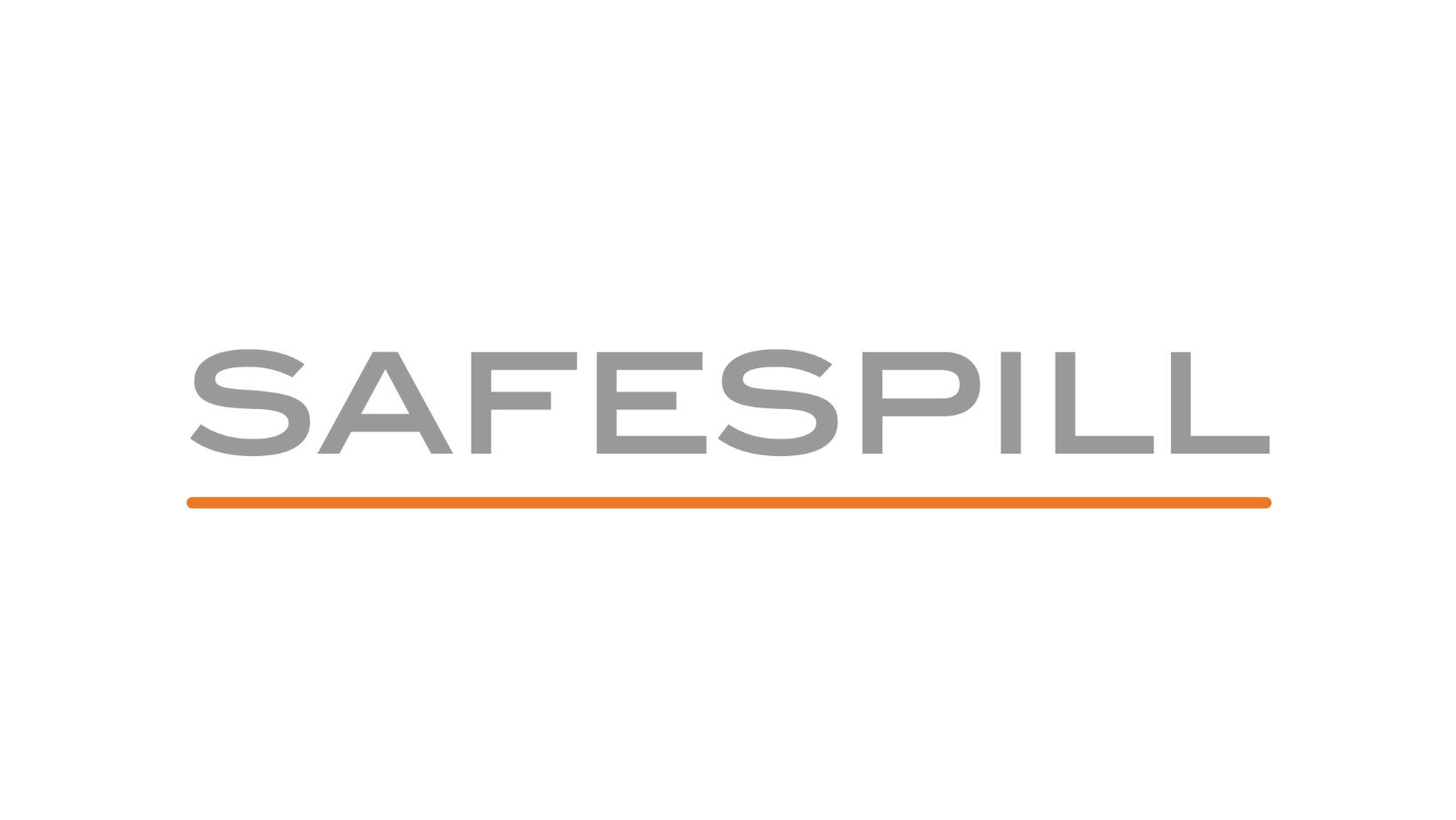 SAFESPILL logo with orange underline on a white background.