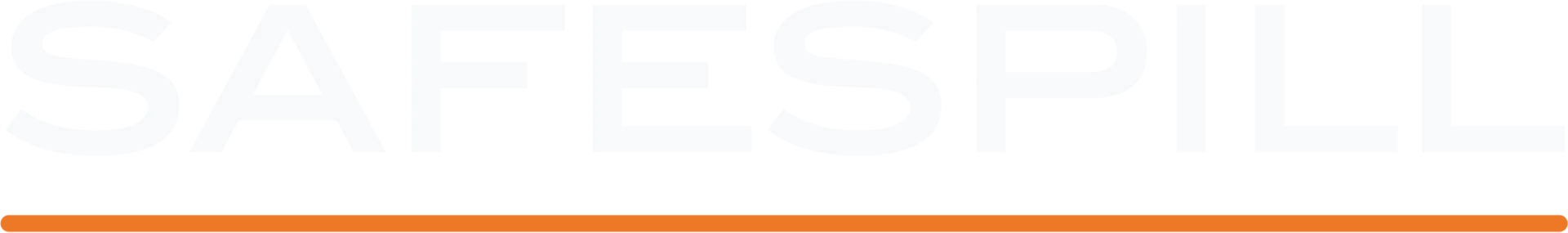 White Safespill logo above an orange horizontal bar.