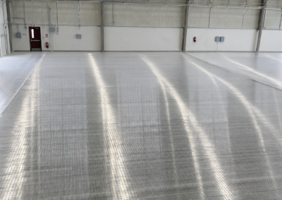 ILDFA in a hangar with light streaks running across.