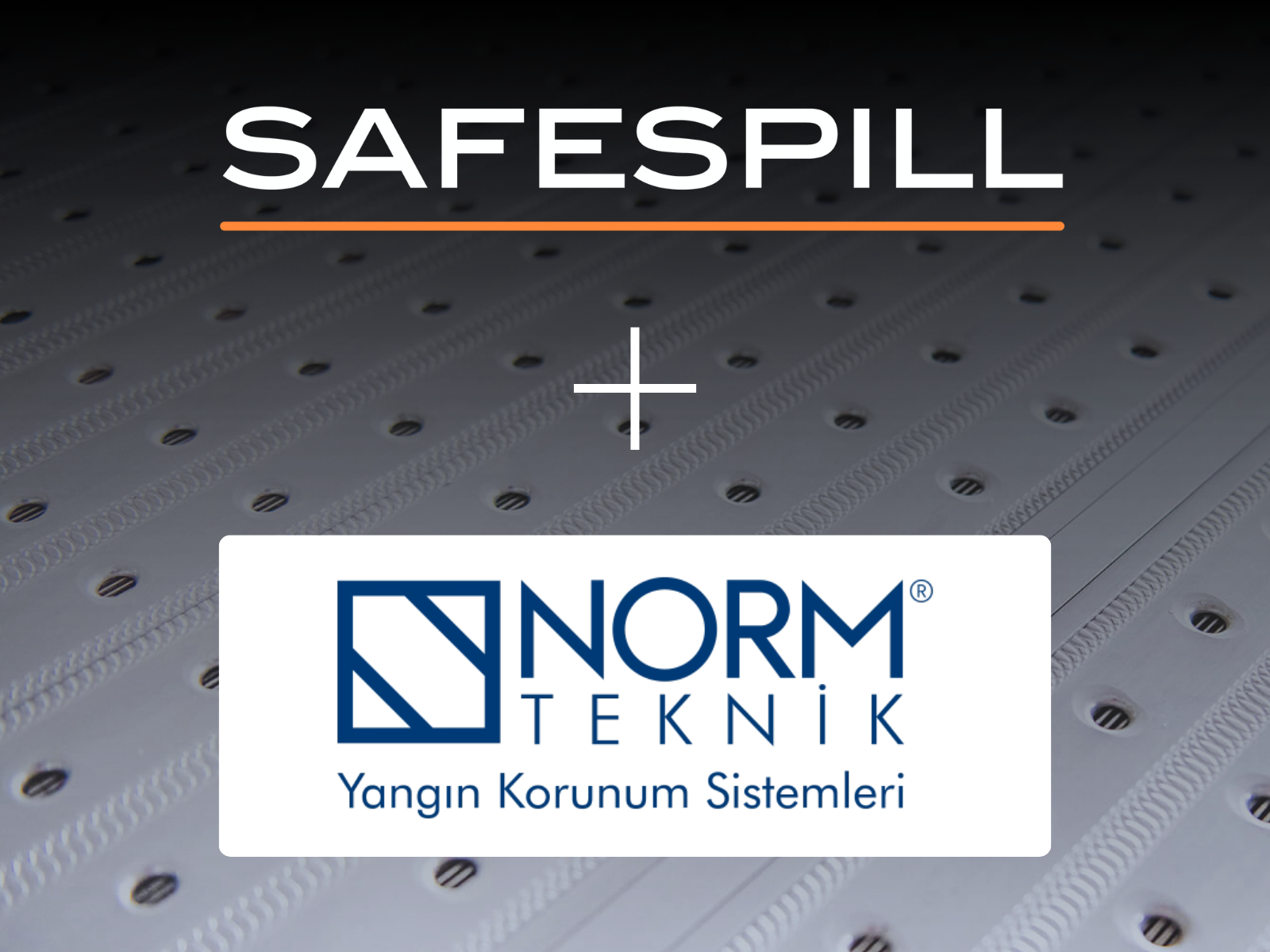 Safespill and Norm Teknik logos announcing partnership.